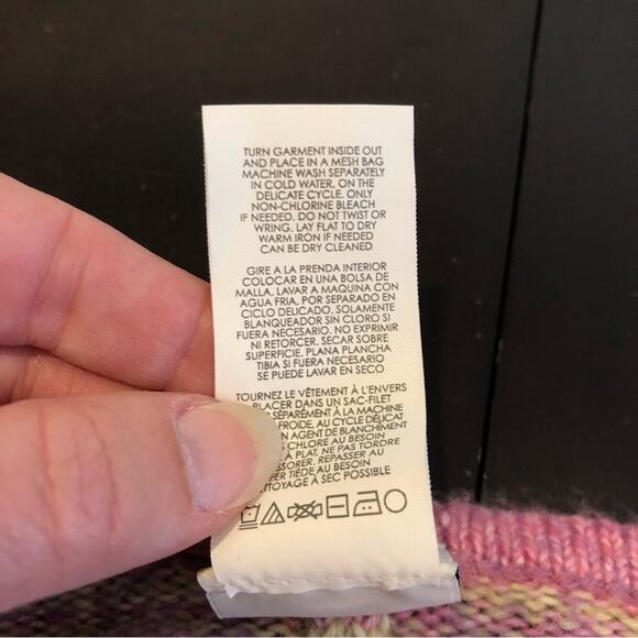 Cabi Harper pink tan striped open front cape sweater size One Size #4272 - Picture 11 of 16